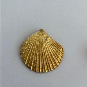 Large Gold Scallop Pendant. Brass.